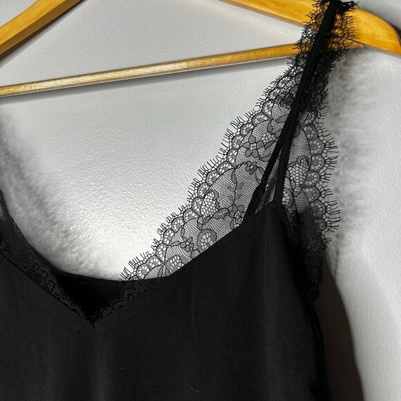 NWT Express Y2K Lace Trim Babydoll Tank Camisole Women’s Black Witchy 90s Dainty - Picture 7 of 8